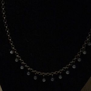 Sky blue glass bead dangle necklace